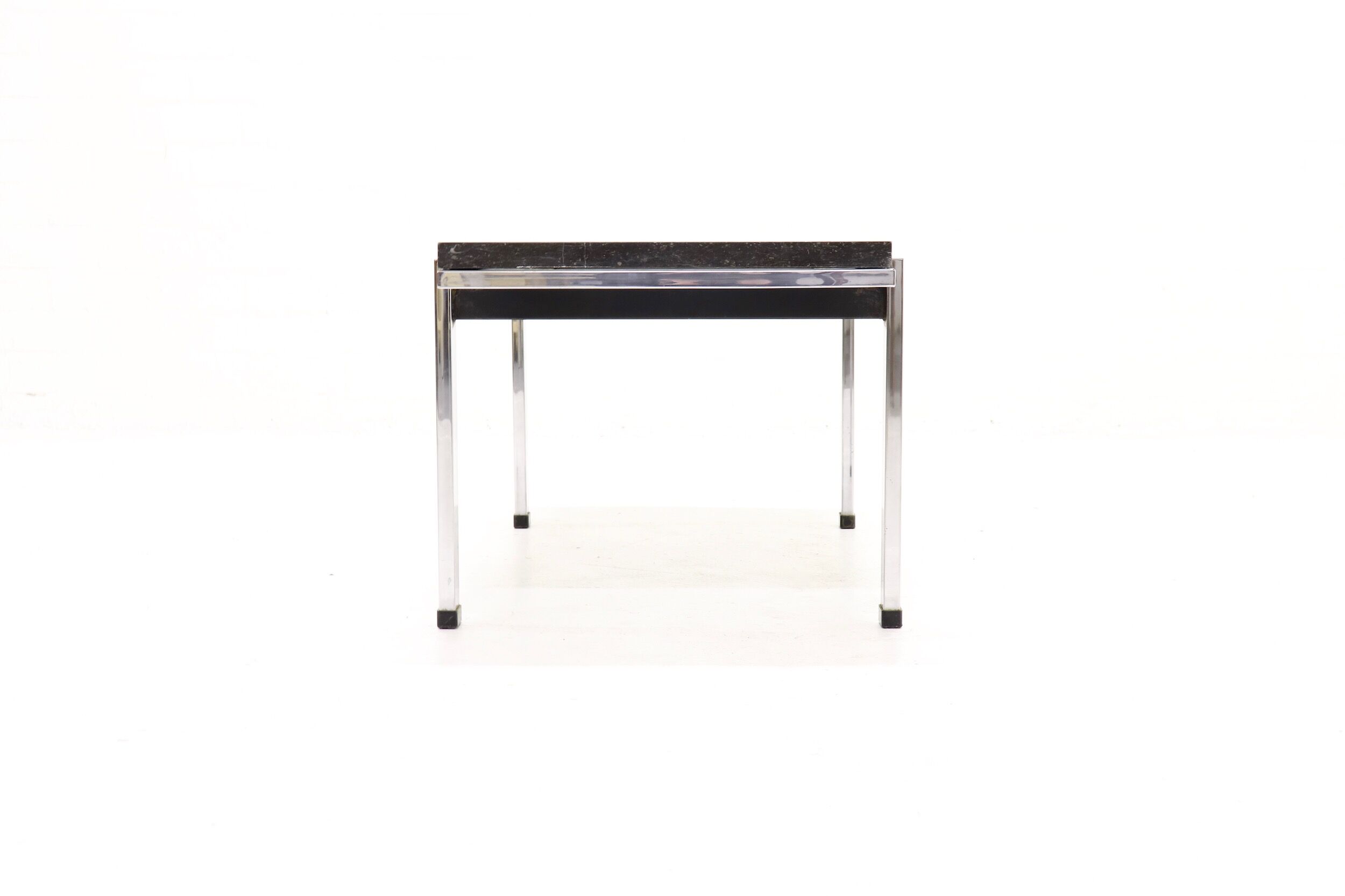 Mid century grey limestone and chrome coffee table 1960