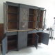 Slate grey china cabinet with wood interior