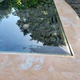 Pink marble and wrought iron coffee table