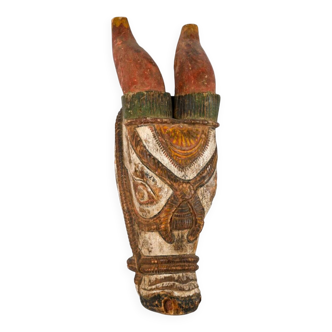 Indian polychrome wooden sacred cow head