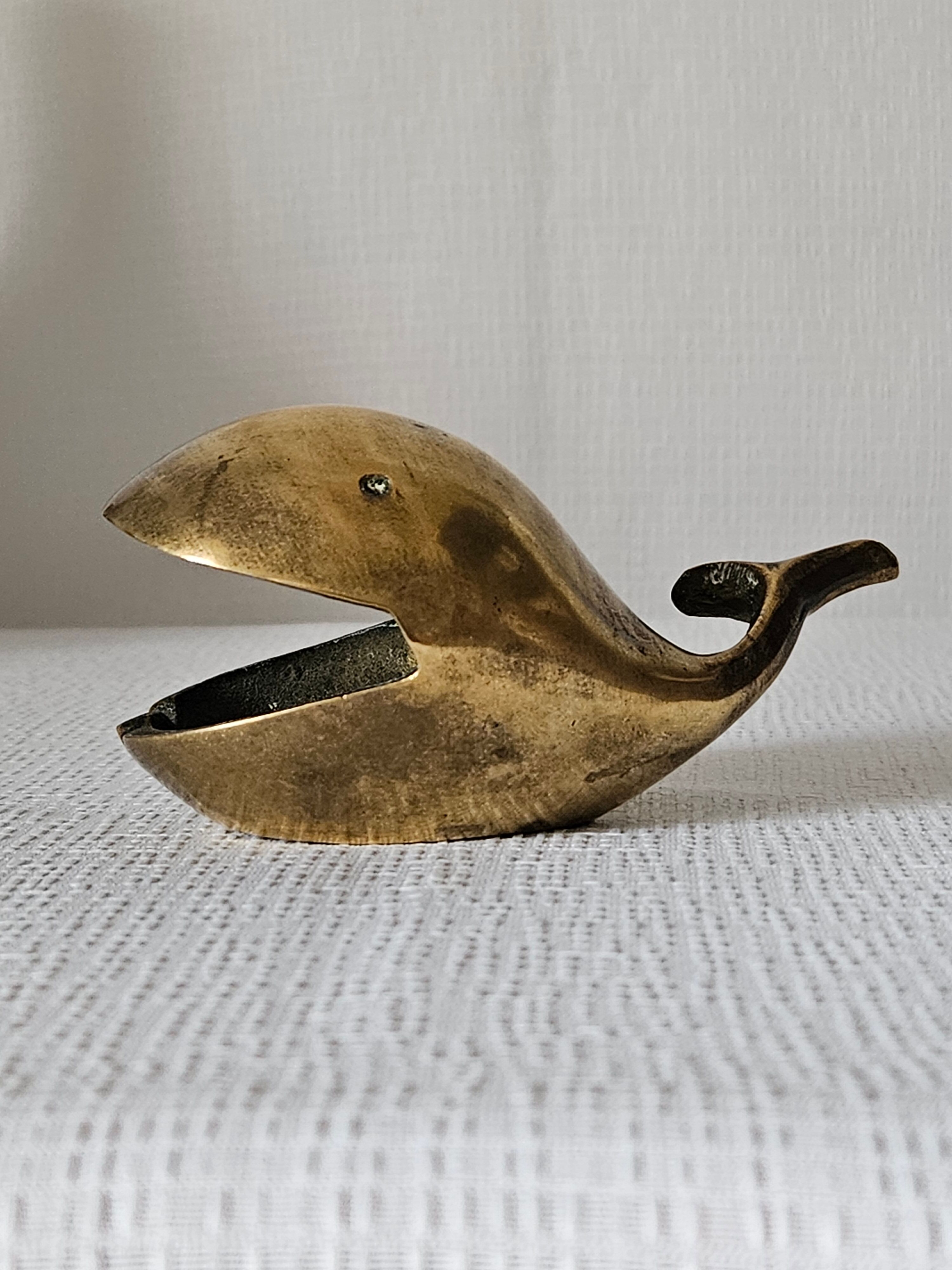 Vintage brass whale ashtray