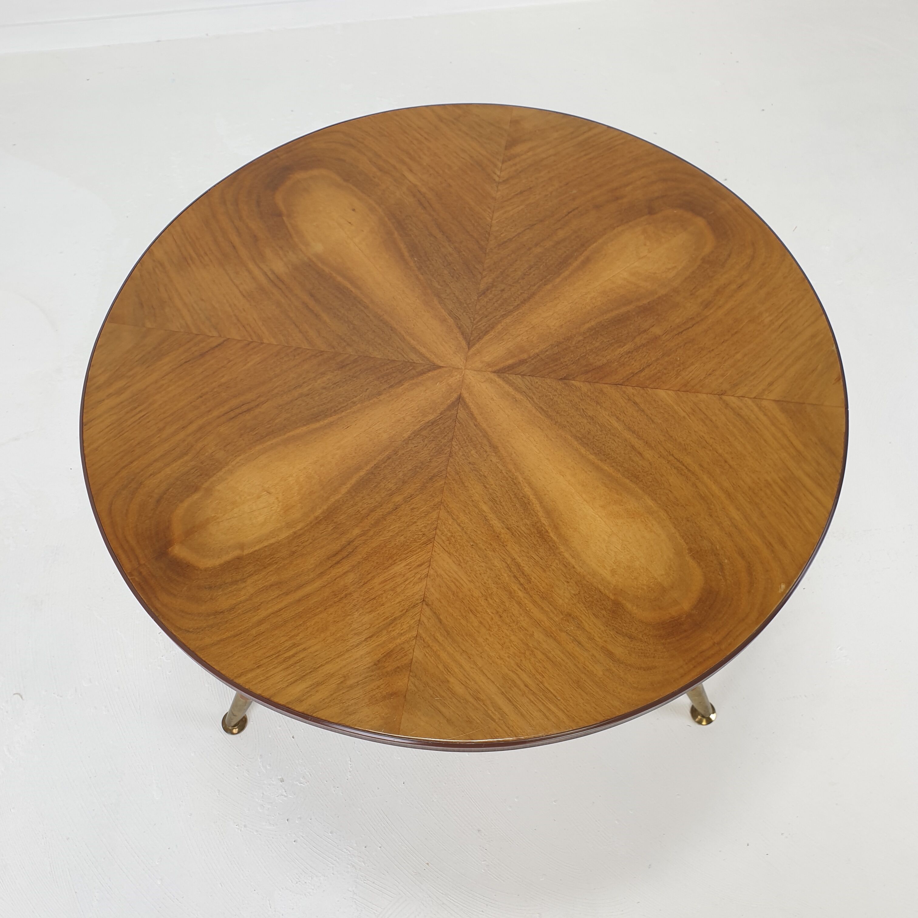 Italian wooden coffee table with brass feet 1960's