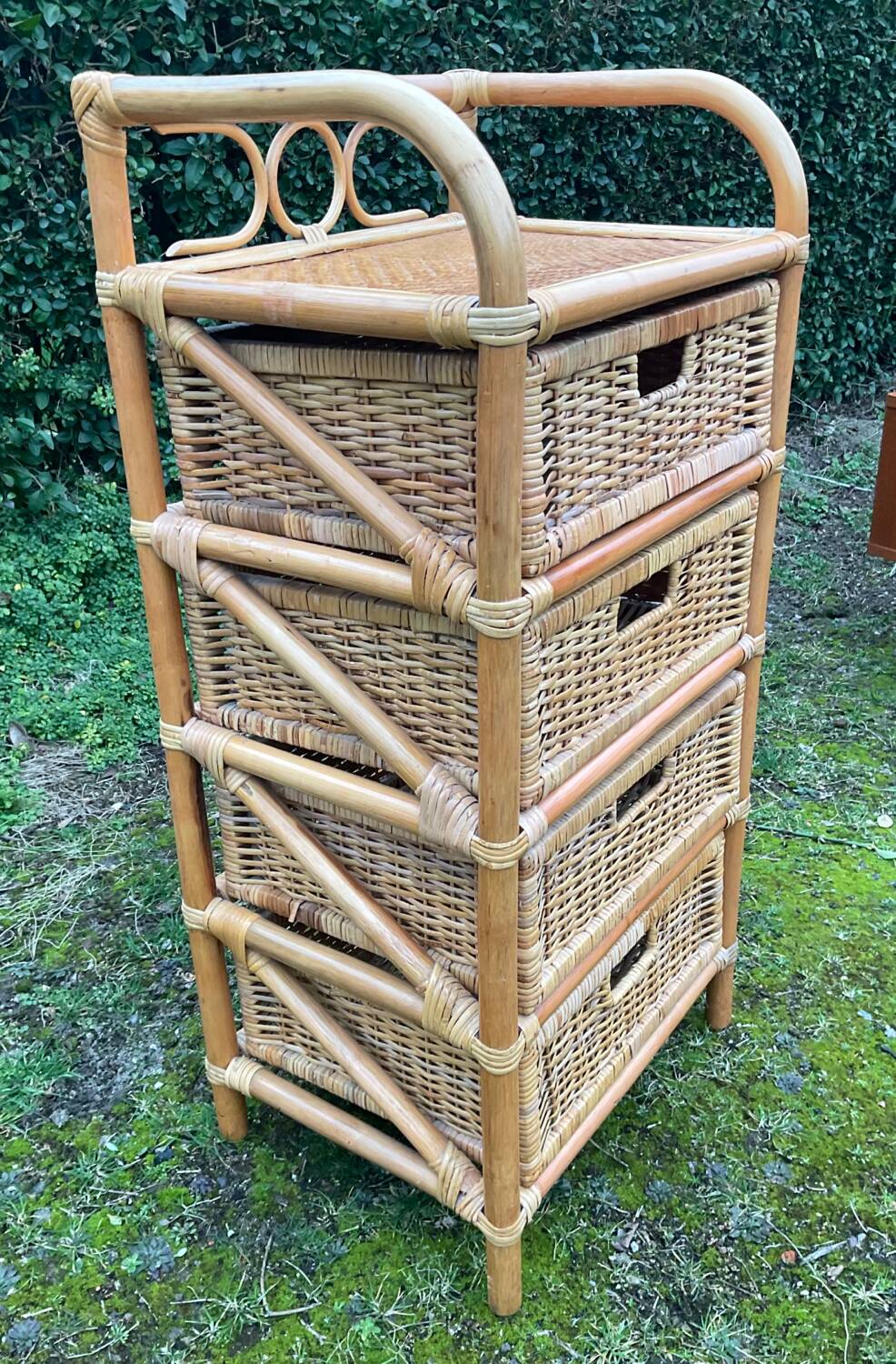 Vintage rattan chiffonier