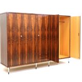 Large 5-door vintage wardrobe in rosewood with stylish adjustable legs in I