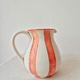 Vintage ceramic vase/pitcher with handmade mandarin stripes.
