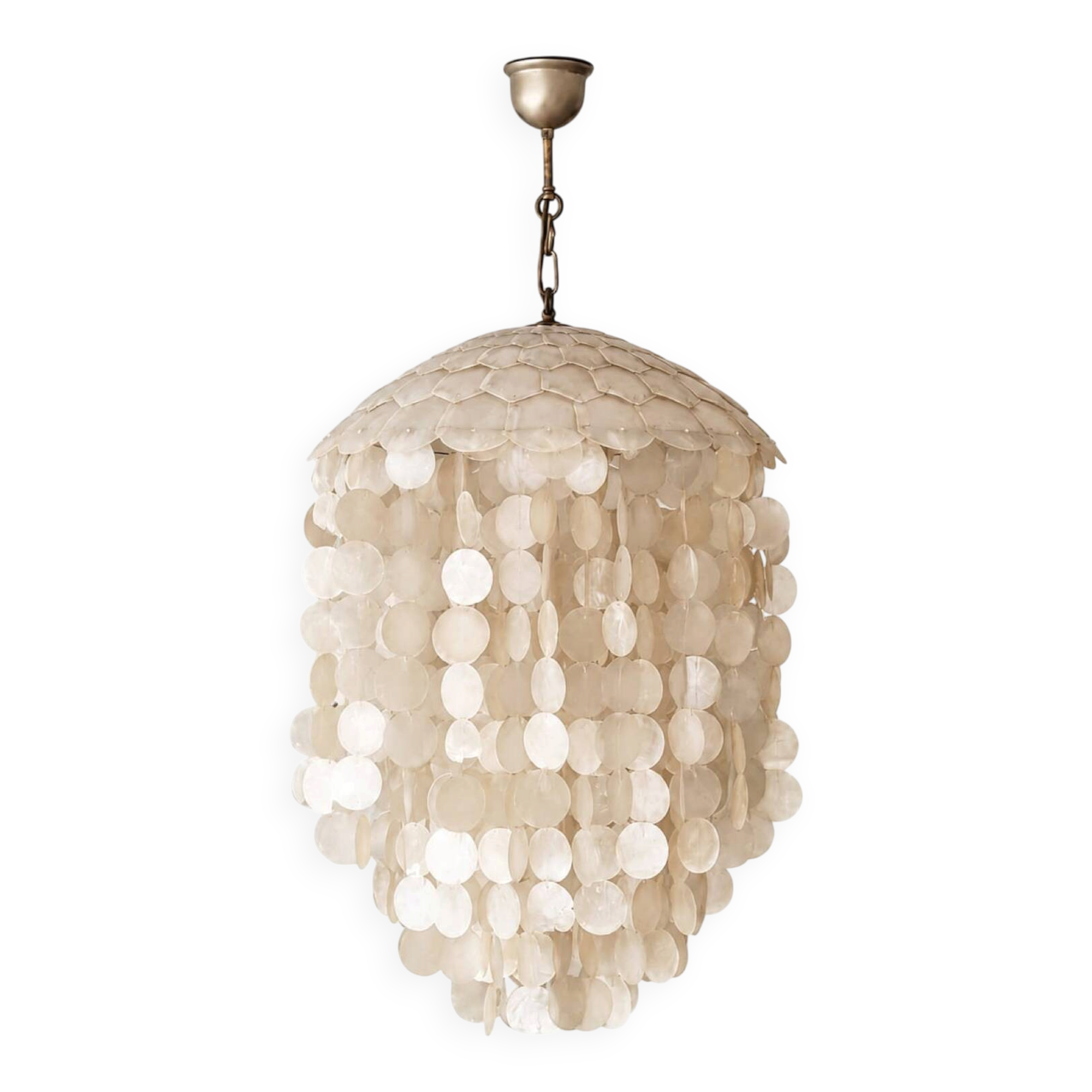 Vintage capiz shell chandelier, antique light fixture.
