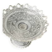 Glass bowl, vintage oak leaf pattern compote dish.