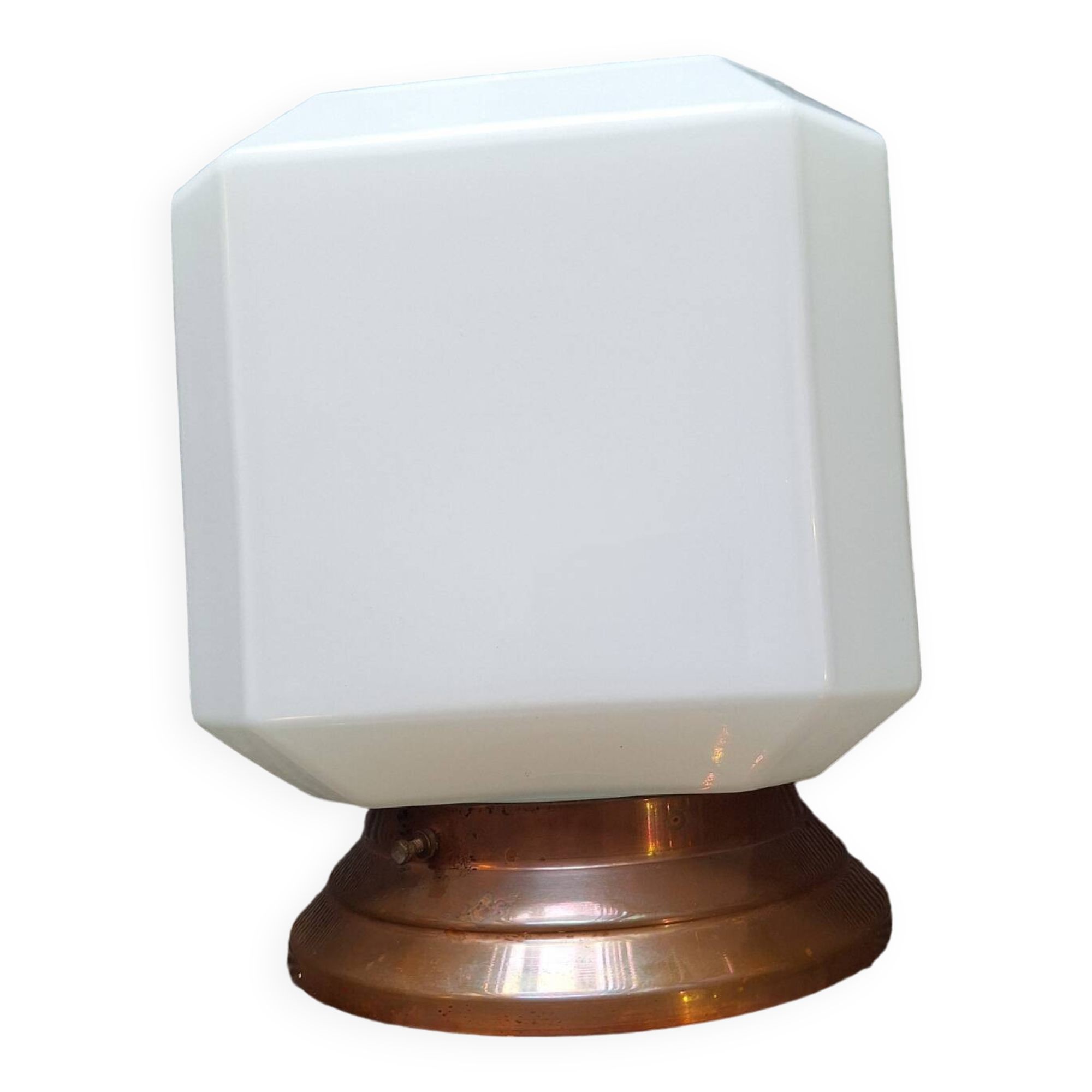 plafonnier ou lampe a poser opaline cube