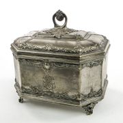 Rococo sugar bowl, silver-plated brass, Norblin, Poland, early 20th century