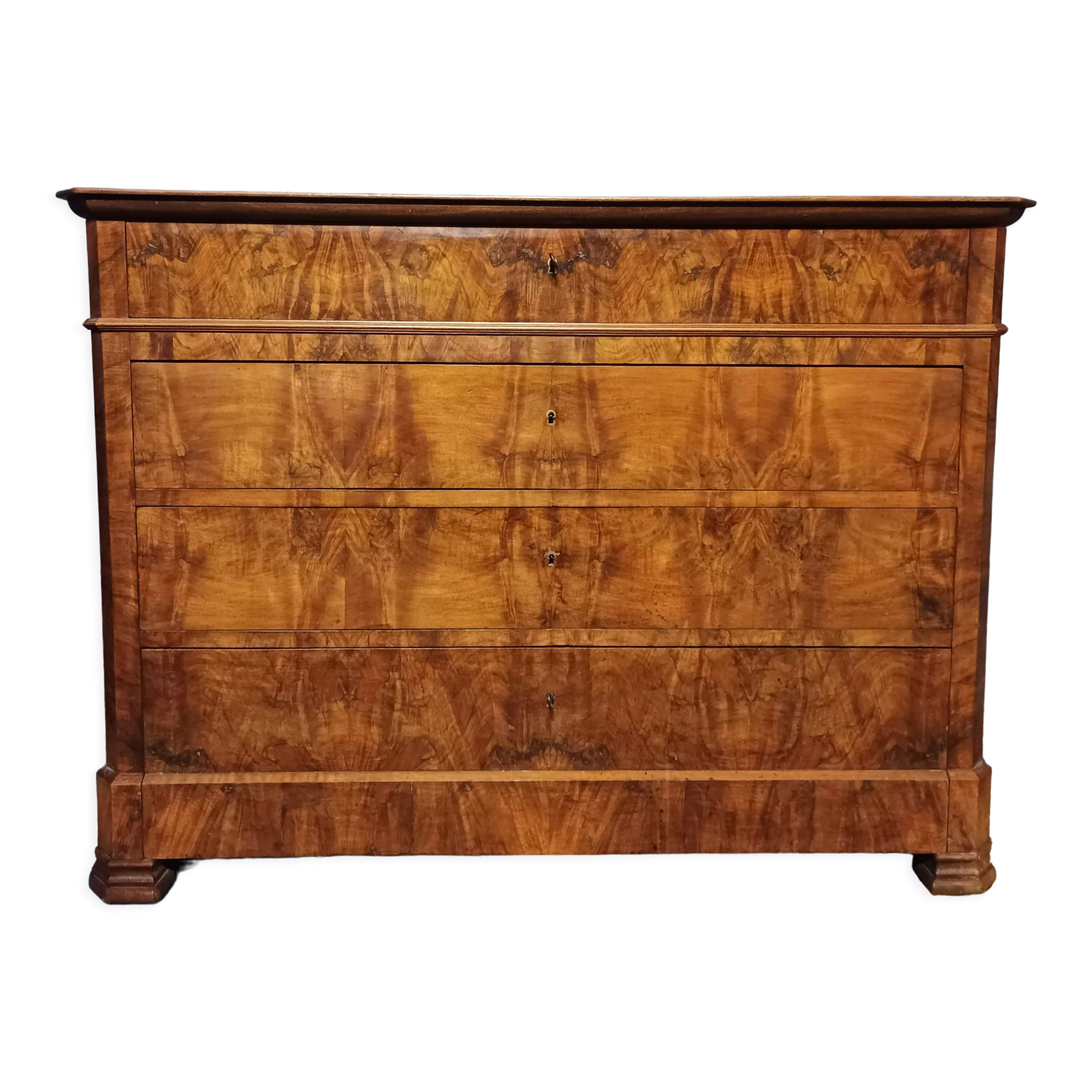 Commode Louis Philippe en ronce de noyer XIXème