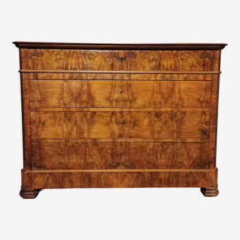 Commode Louis Philippe en ronce de noyer XIXème