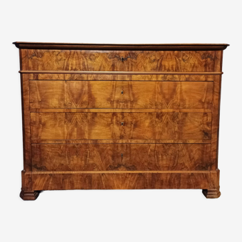 Louis Philippe chest of drawers in walnut bramble XIXth