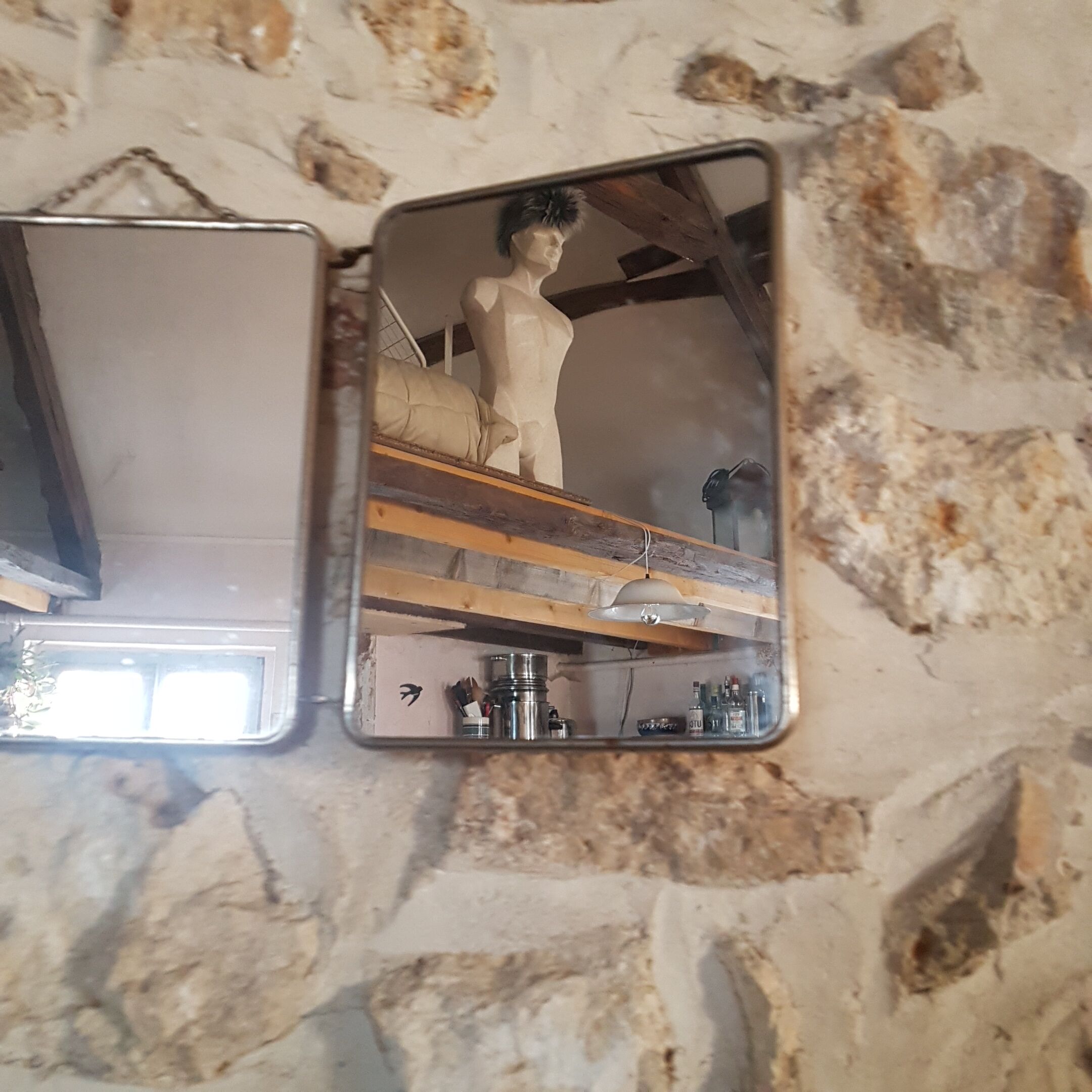 Miroir triptyque de barbier