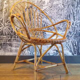 Rattan or wicker egg armchair