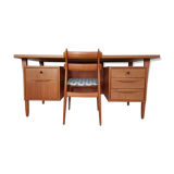 Bureau vintage en teak de 1960 de chez Swissteak avec chaise