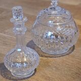Glass objects - miniature sugar bowl and carafe