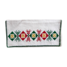 Napkin holder in white cotton, embroidered with cross stitch. 50s.