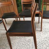 Table set and 6 Scandinavian Vintage Chairs in Teck