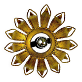 Spanish sunburst ceiling light fixture or sconce in gilt iron, circa 1960