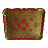 Vintage red and gold Italian Florentine grand platter.
