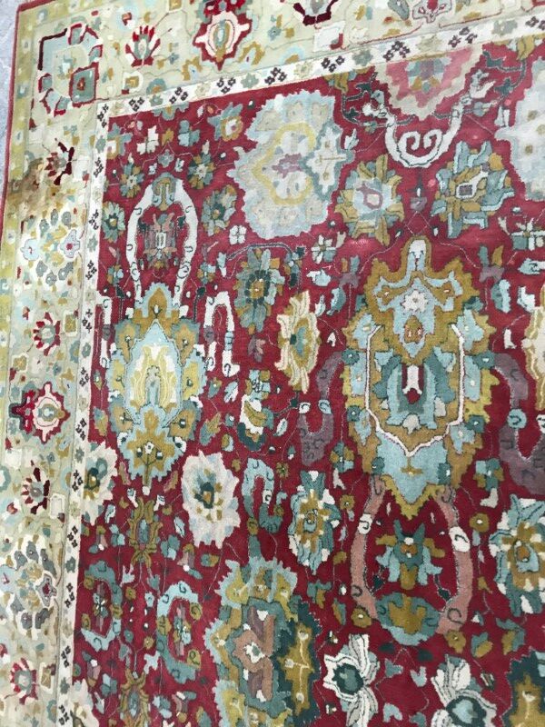 Large carpet old Agra French Janus point made Lily hand 250 X 350 CM