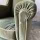 Vintage club armchair in green/khaki velvet fabric