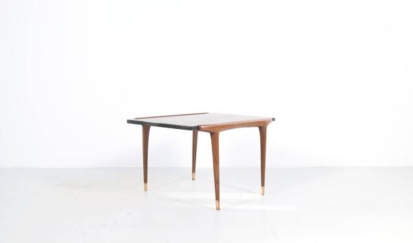 Table basse/d'appoint teck et ardoise années 60'