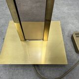 70s floor lamp in brass and smoked plexiglass, Hollywood Regency