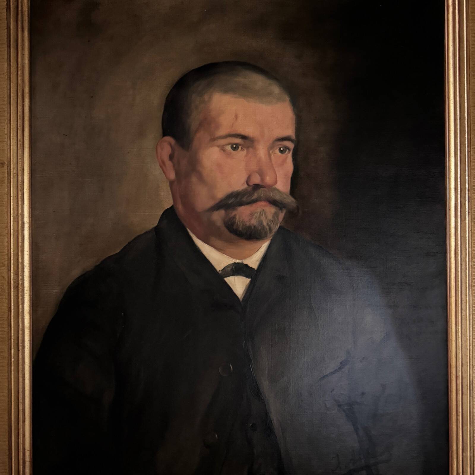 Oil on canvas portrait 19th century 1888 man with mustache by J. Abrol