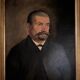 Huile sur toile portrait XIXe 1888 homme portant moustache par J. Abrol