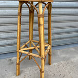 Tabouret haut en bambou osier