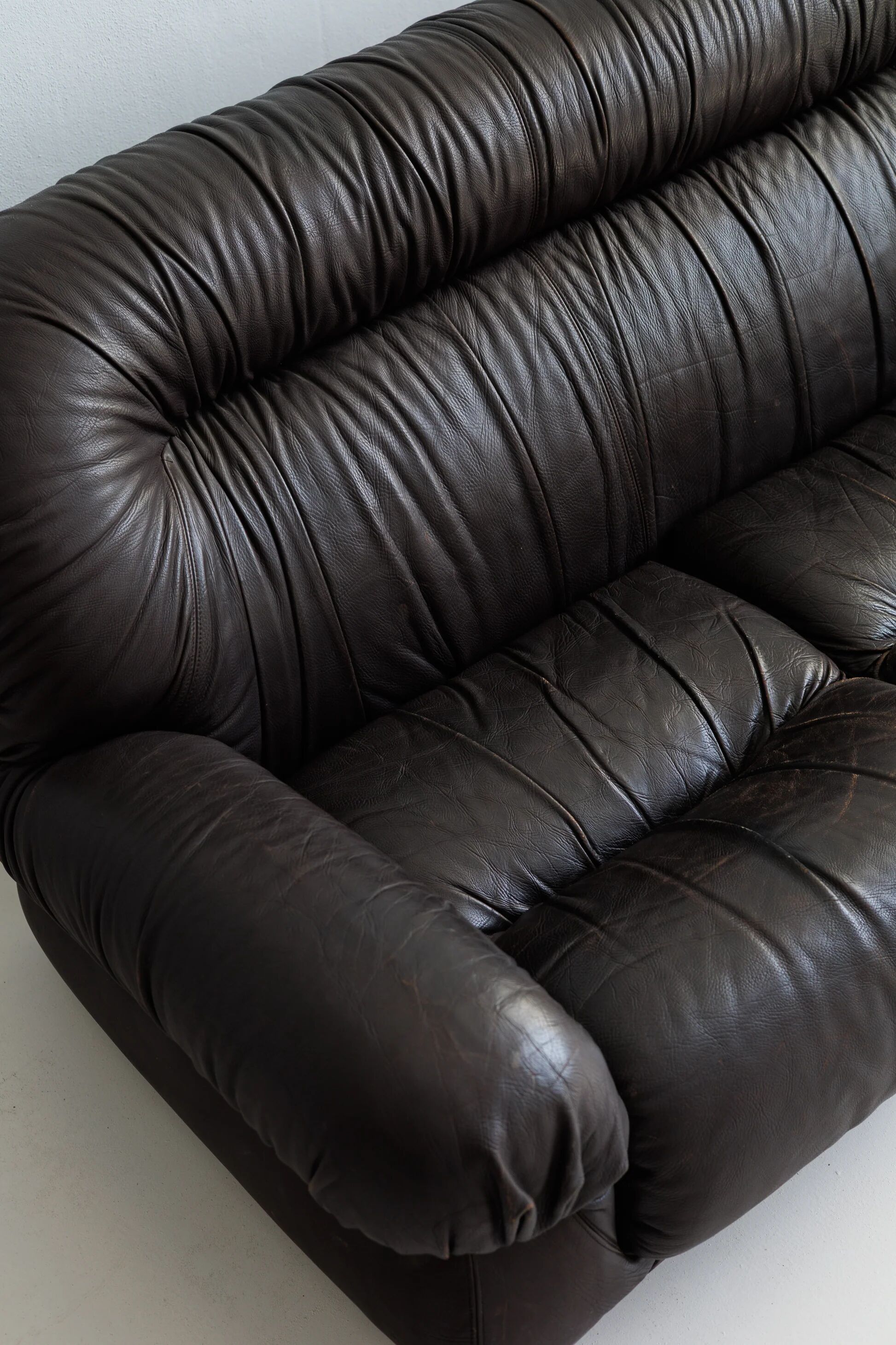 Vintage brown three seater leather sofa, 1970-1980s