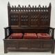 Gothic style carved oak chest bench, 19th century