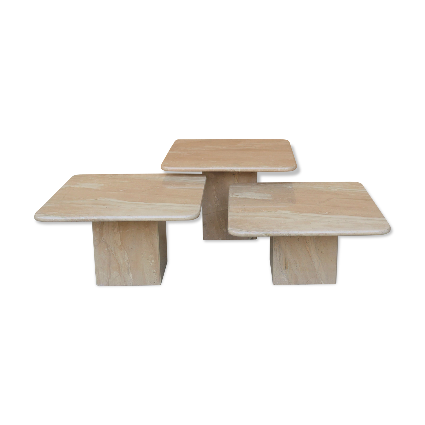 Series of 3 vintage marble coffee tables