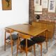 Set of 4 chairs 60s in teak and black leatherette