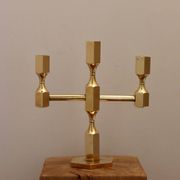Vintage Swedish Three-Arm Brass Candleholder by Gusum, circa 1974