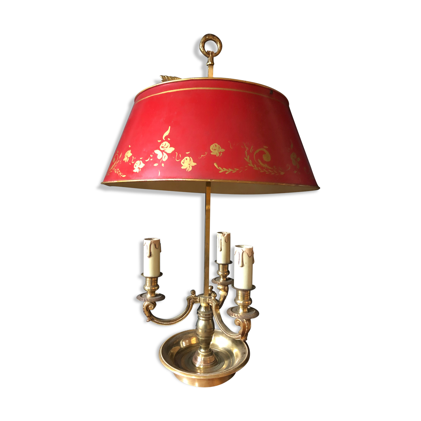Lamp Bouillotte 19th Bronze Dore 3 Bras De Lumiere