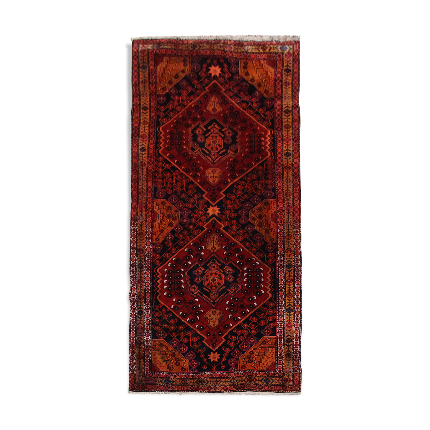 Antique Rustic Azerbaijan Rug, Handwoven Caucasian Rug- 142x312cm