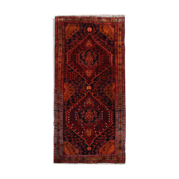 Tapis antique rustique d’Azerbaïdjan, caucasien tissé à la main- 142x312cm