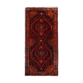 Tapis antique rustique d’Azerbaïdjan, caucasien tissé à la main- 142x312cm