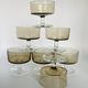 Champagne cups in smoked glass, Luminarc France 1970