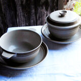 Old tableware service in beige earthenware longchamps