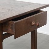 Antique French Country Chestnut Dining Table, Early 19th Century