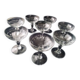 8 old glass champagne glasses