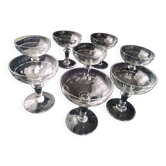 8 old glass champagne glasses