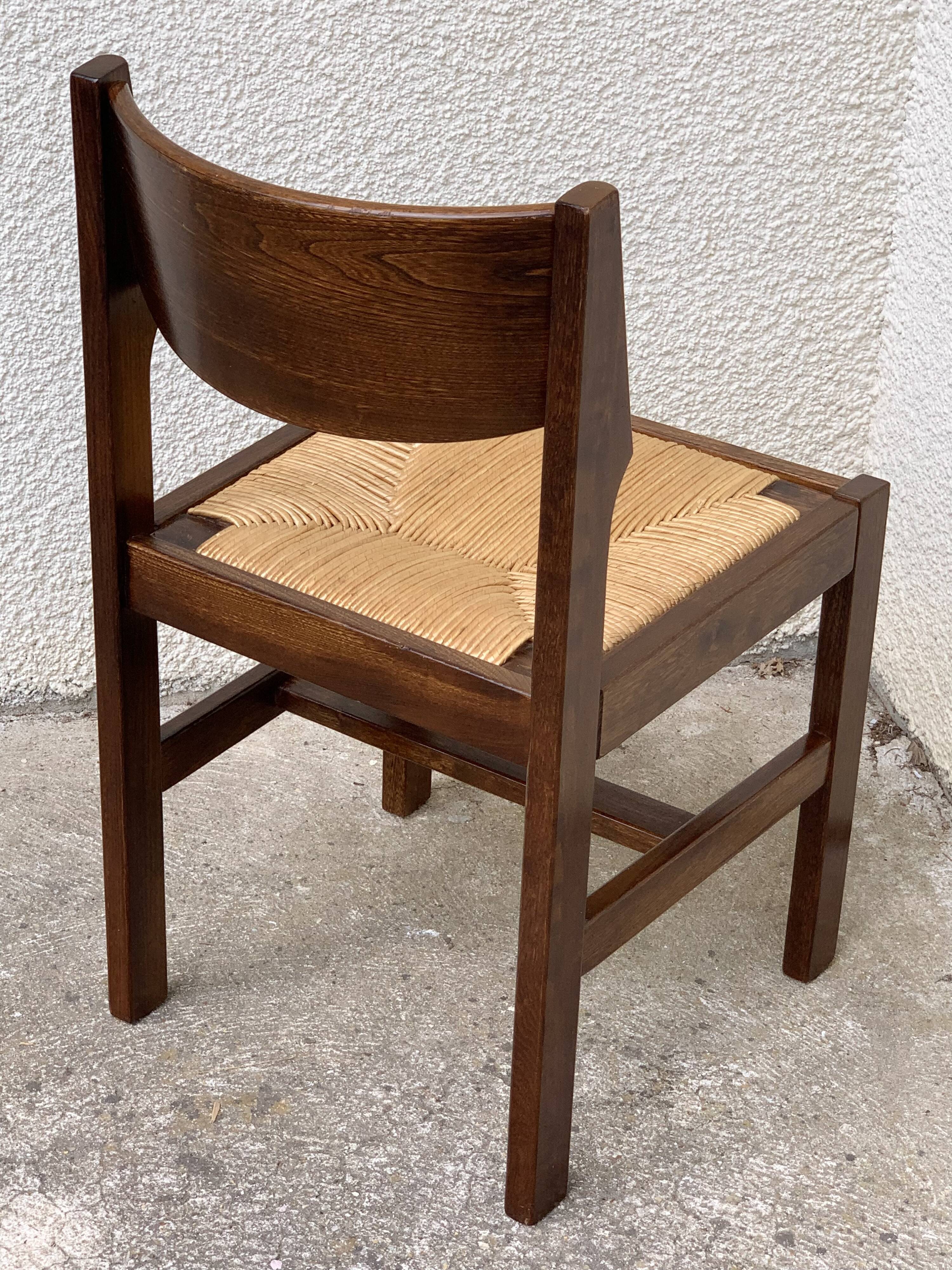 Mulched chairs in vintage solid elm 1960