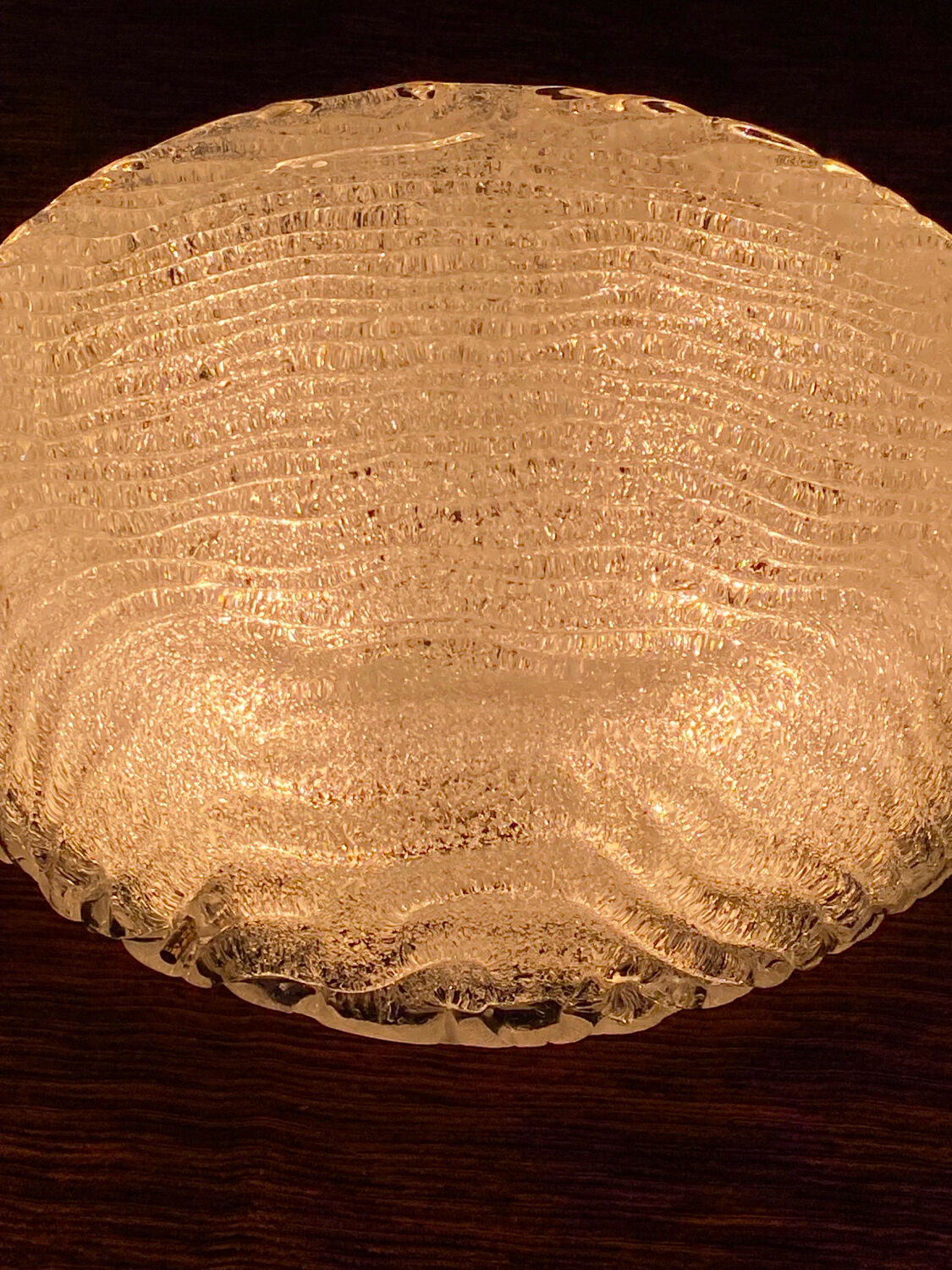 Vintage 1980s Round Molded Glass Ice Cube Wall Sconce