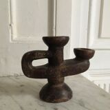 African vintage wood candlestick
