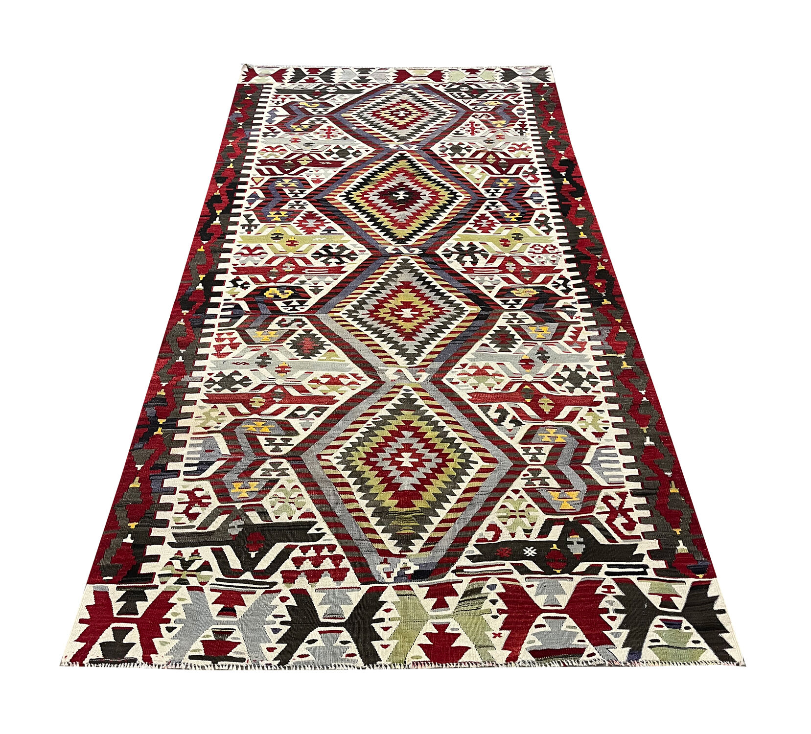 Handwoven Vintage Wool Rug Traditional Turkish Area Rug- 156x312cm