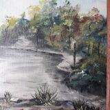 Oil painting on panel, landscape, signed